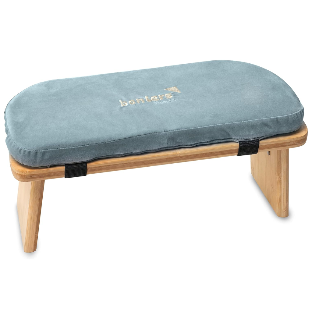 Meditationsbank aus Bambus – ergonomische Sitzbank mit Samtbezug für Yoga & Meditation – Bild 3